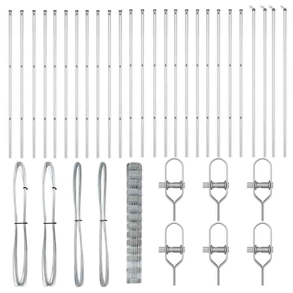 Wildzaun Silber 50 x 1,4 m Verzinkter Stahl